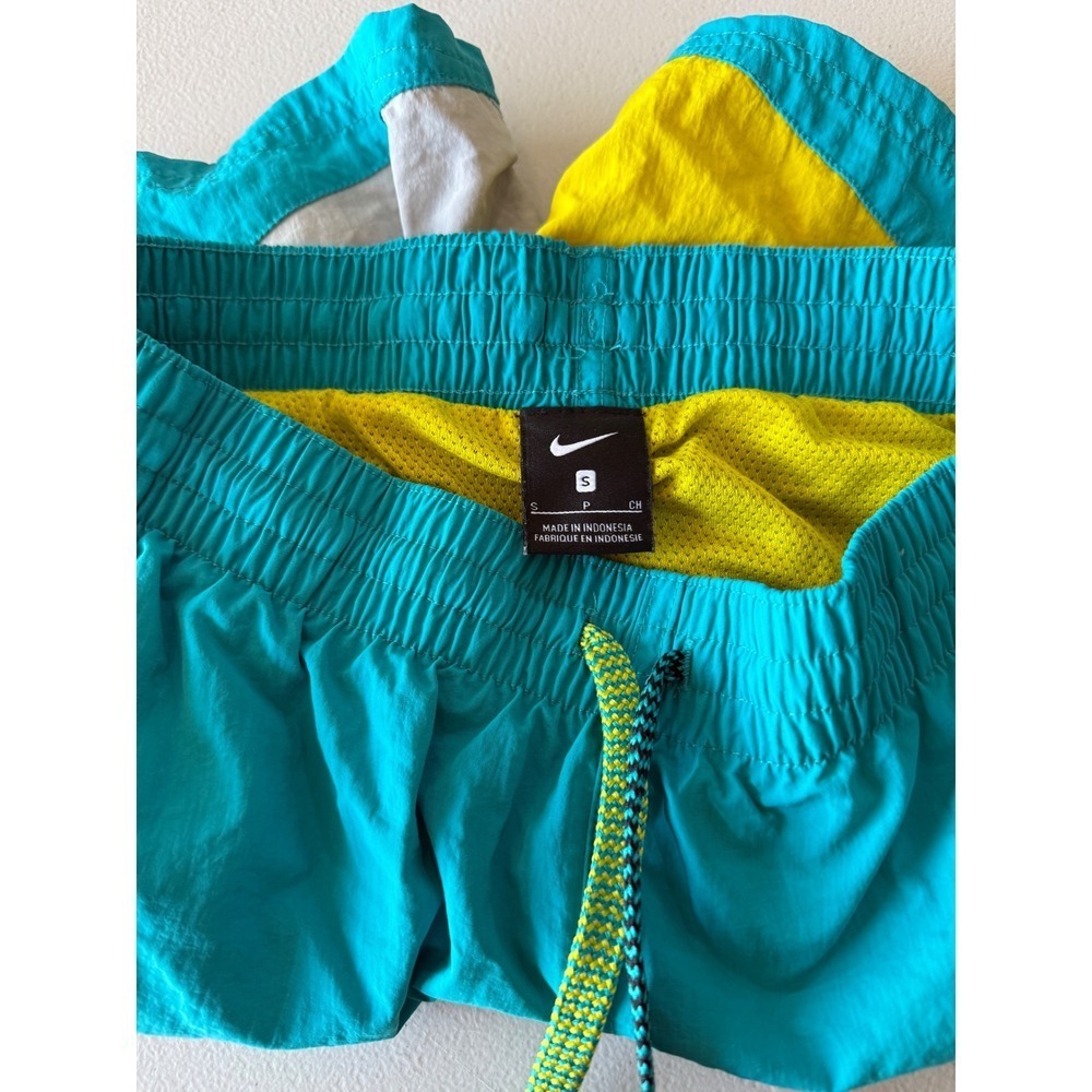 Nike Mens Colorblock Swim Trunks Teal Yellow Grey Mesh Lined Shorts Small - Picture 3 of 5